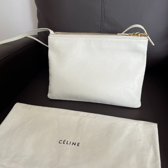 Céline Large Trio Crossbody Bag in White Lambskin - Picture 3 of 16